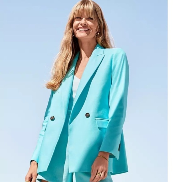 Ann Taylor Relaxed Double Breasted Long Blazer Sz 14 Linen Blend Plus Vacation - Picture 16 of 16